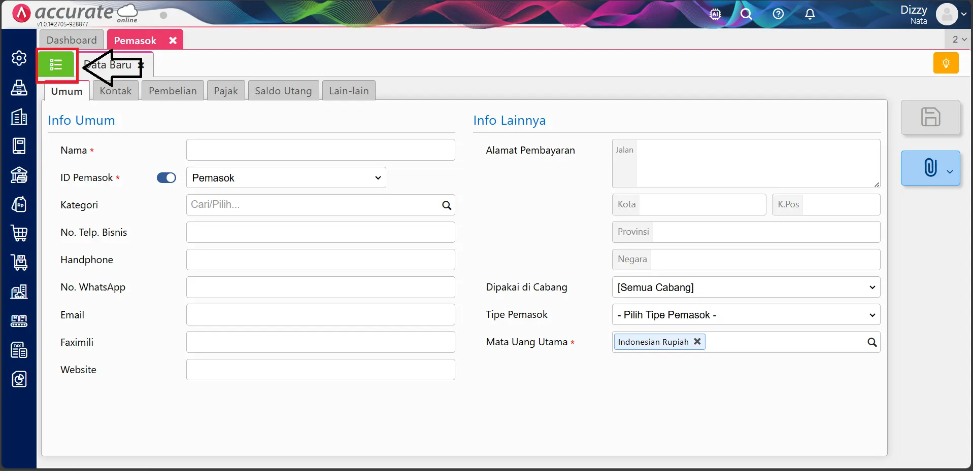 Cara melakukan impor data pemasok dari file excel